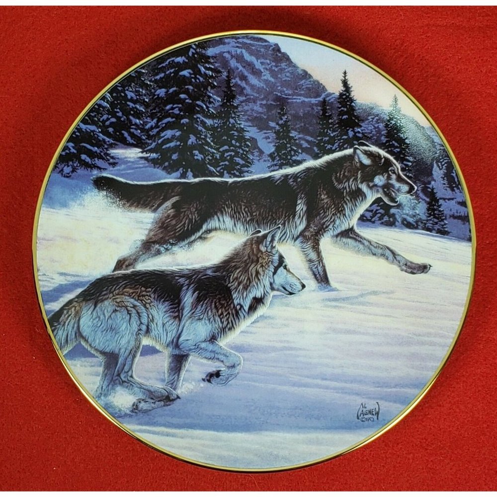 Year of the‎ Wolf Collectors Plate "Free as the Wind" by Hamilton MIB + COA